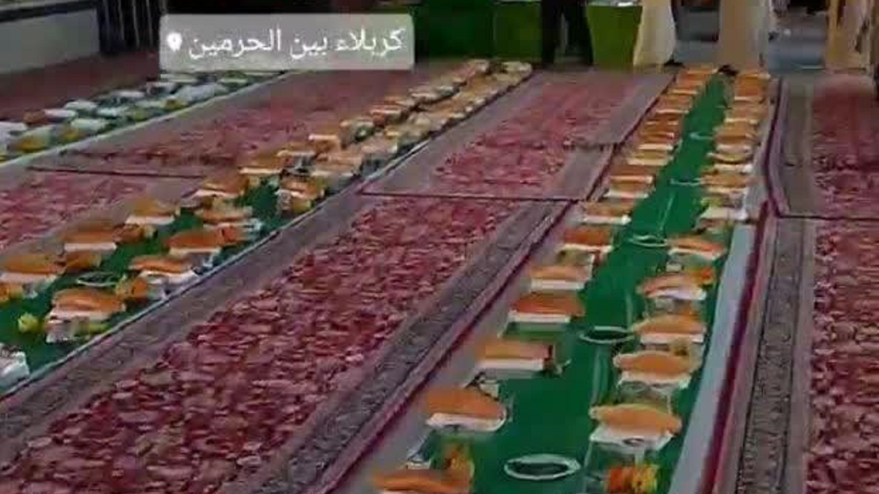 ویدئویی دیدنی از سفره‎ های افطار شب ميلاد امام حسن(ع) در بين الحرمين