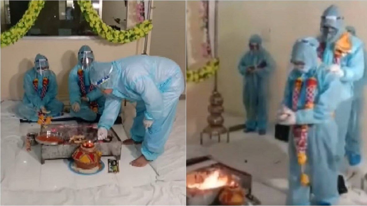 کرونا هم نتوانست سد راه ازدواج مرد هندی شود!