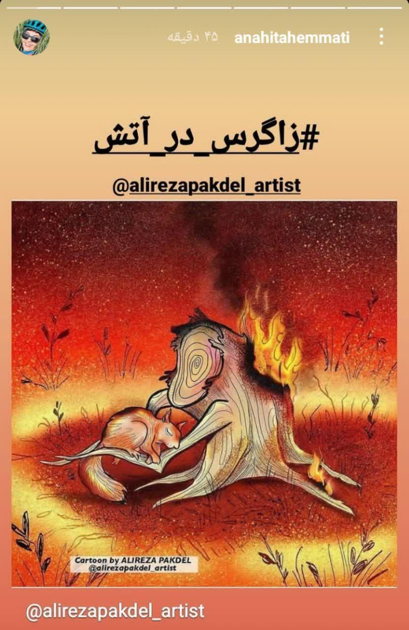 واکنش آناهیتا همتی به اتش سوزی در جنگل های زاگرس