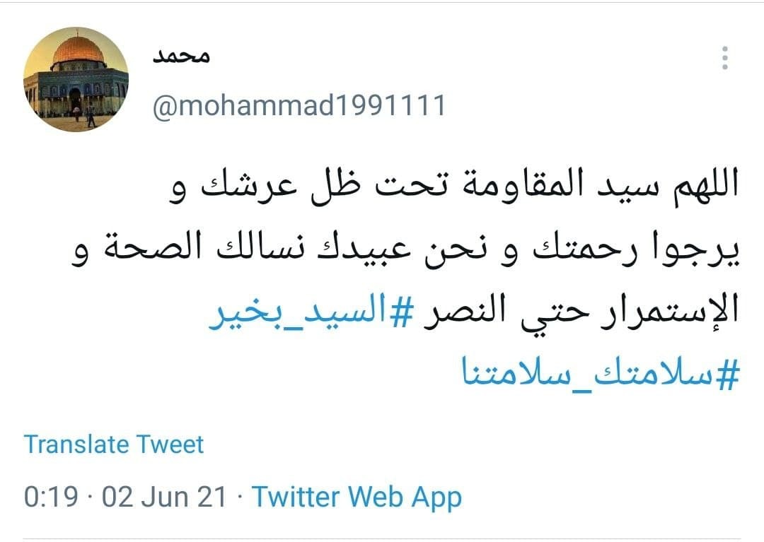 آرزوی سلامتی کاربران برای دبیرکل حزب الله