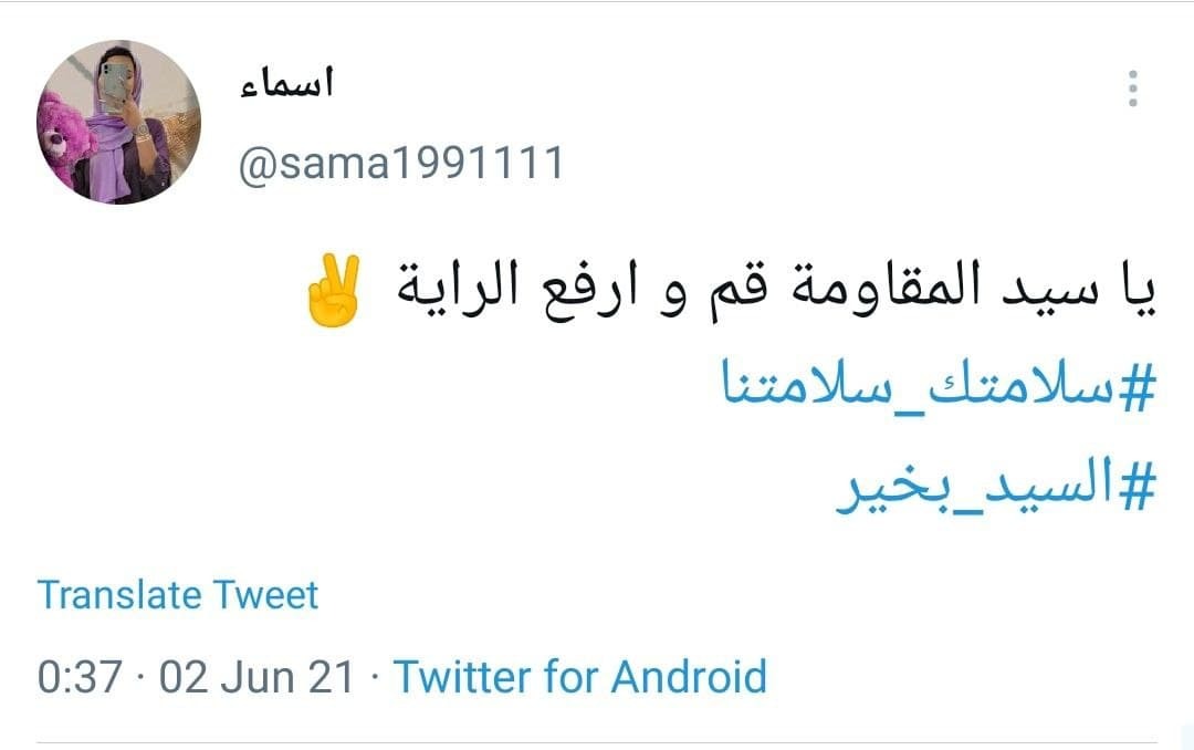 آرزوی سلامتی کاربران برای دبیرکل حزب الله