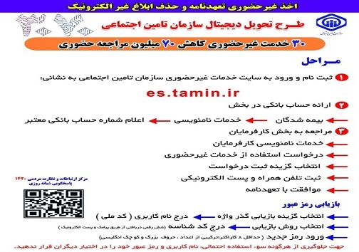 اخذ تعهدنامه تامین اجتماعی برای کارفرمایان غیرحضوری شد