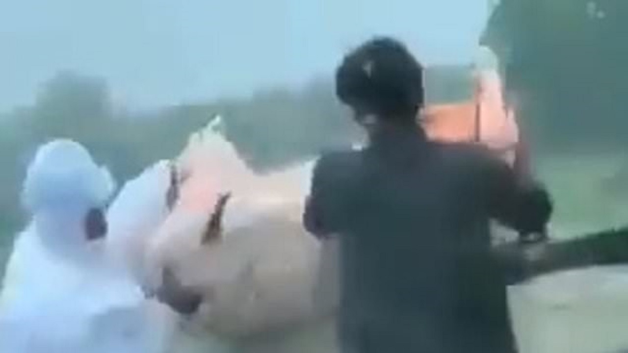 لحظه پرت کردن جسد متوفی کرونایی به داخل رودخانه!