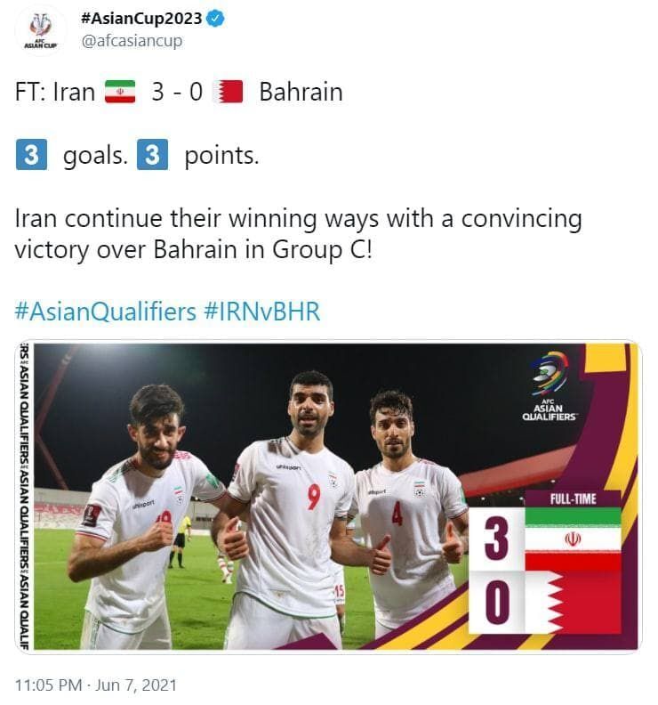 واکنش صفحه رسمی AFC به پیروزی ایران