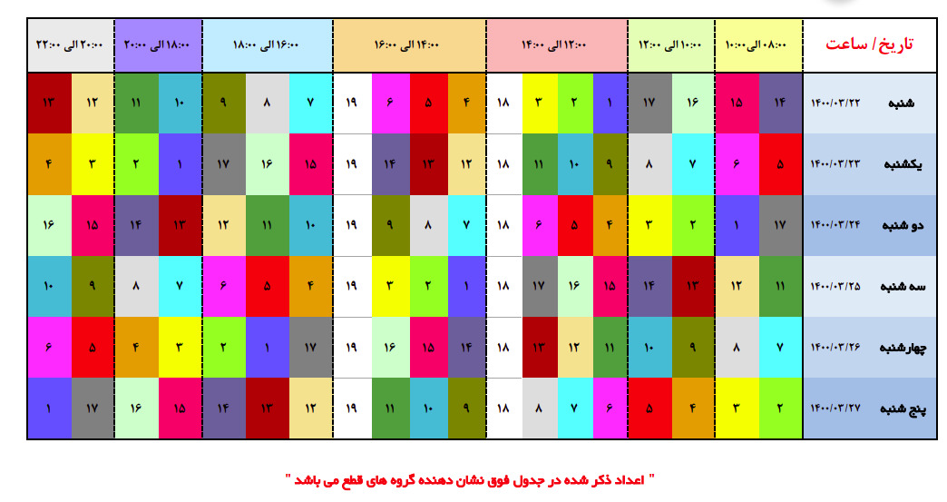 زمانبندی قطع برق در مناطق مختلف پایتخت از ساعت ۱۸ تا ۲۰ + جدول خاموشی