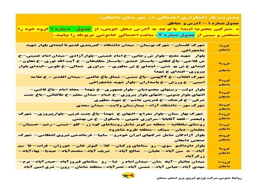 برنامه مدیریت بار اضطراری برق سی ام خرداد در استان سمنان