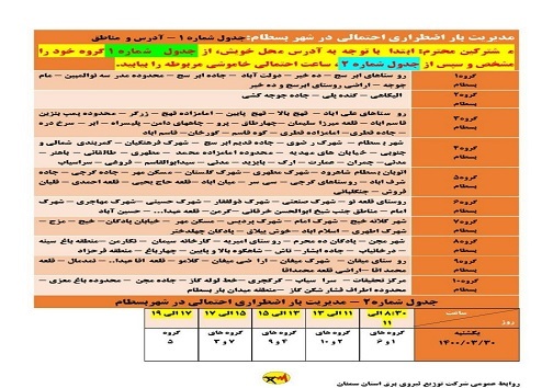 برنامه مدیریت بار اضطراری برق سی ام خرداد در استان سمنان
