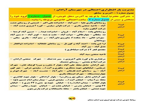 برنامه مدیریت بار اضطراری برق سی ام خرداد در استان سمنان