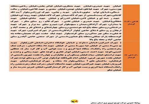 اعلام برنامه مدیریت بار اضطراری برق ششم خرداد در استان سمنان