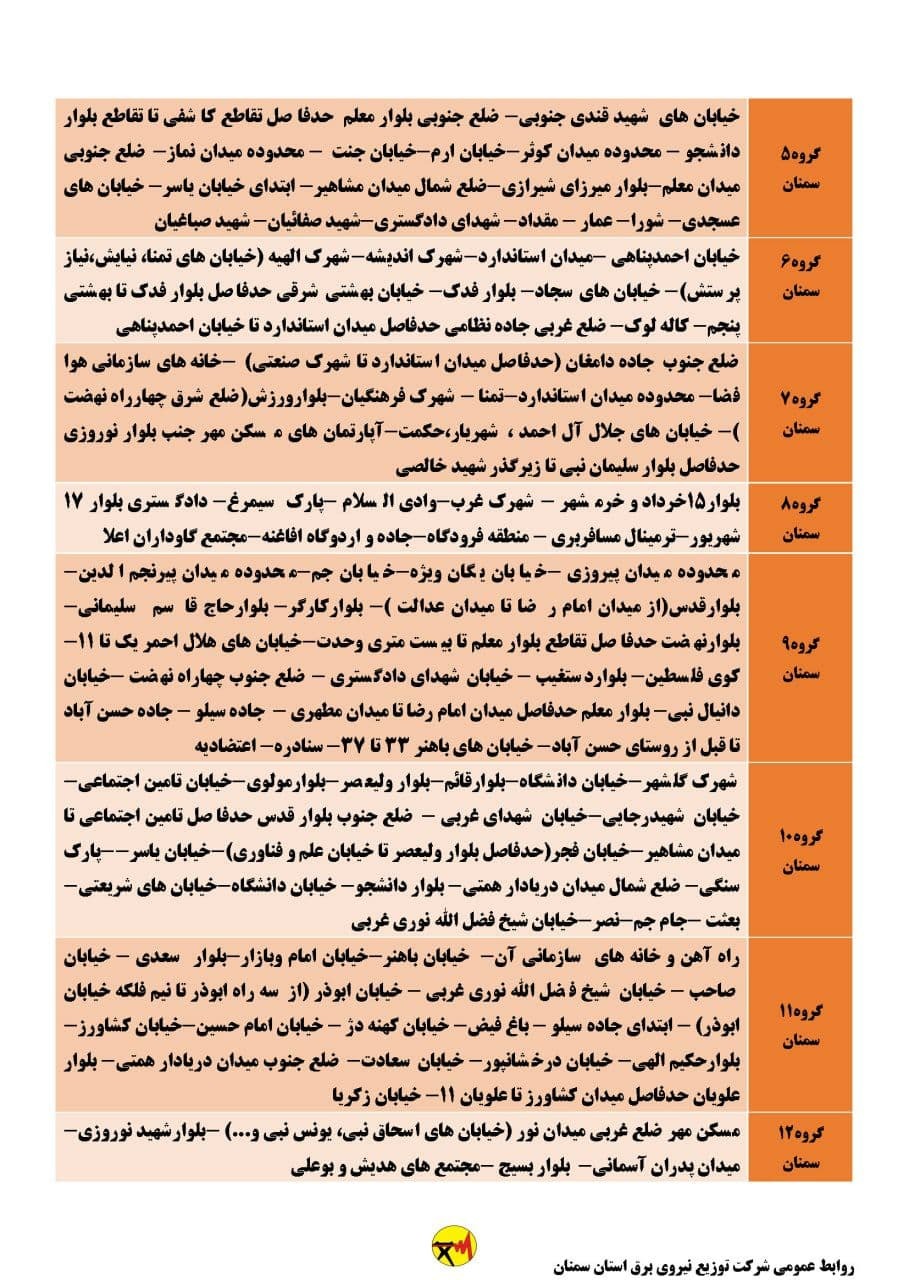 اعلام برنامه مدیریت بار اضطراری برق نهم خرداد در استان سمنان+تصاویر