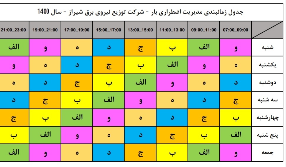 توزیع خاموشی نوبتی در شیراز توزیع خاموشی نوبتی در شیراز