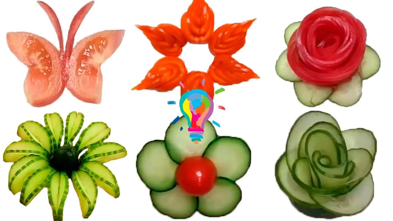 آموزش برش گوجه و خیار برای تزیین بشقاب + فیلم
