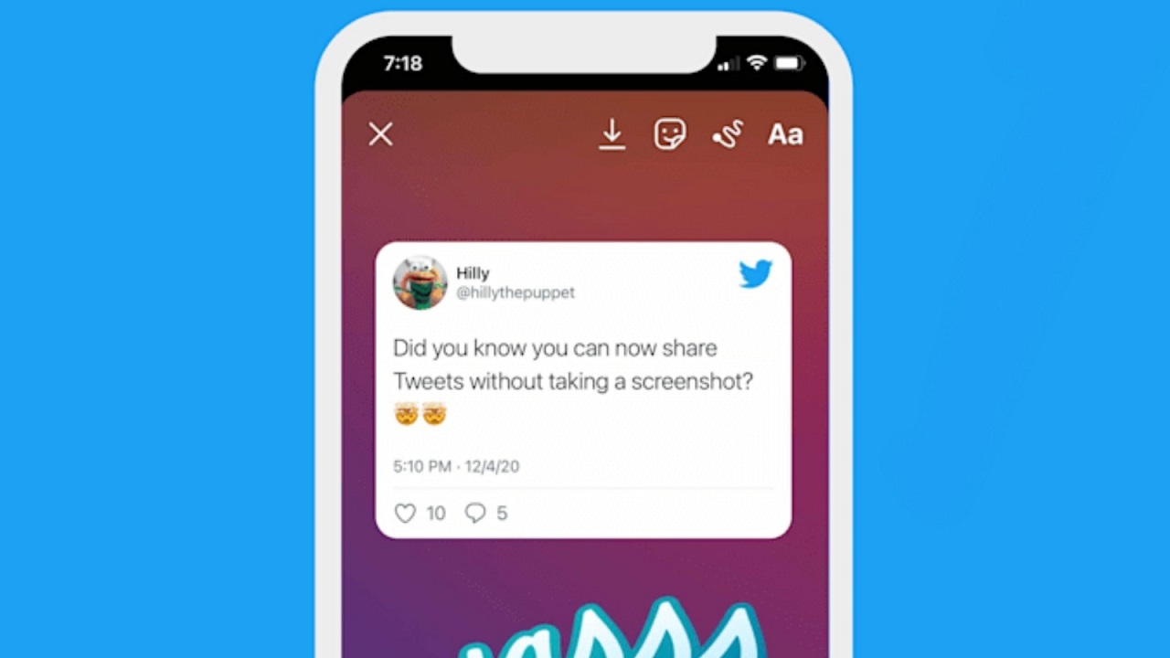 پشتیبانی توئیتر برای iOS از ارسال توئیت به استوری اینستاگرام