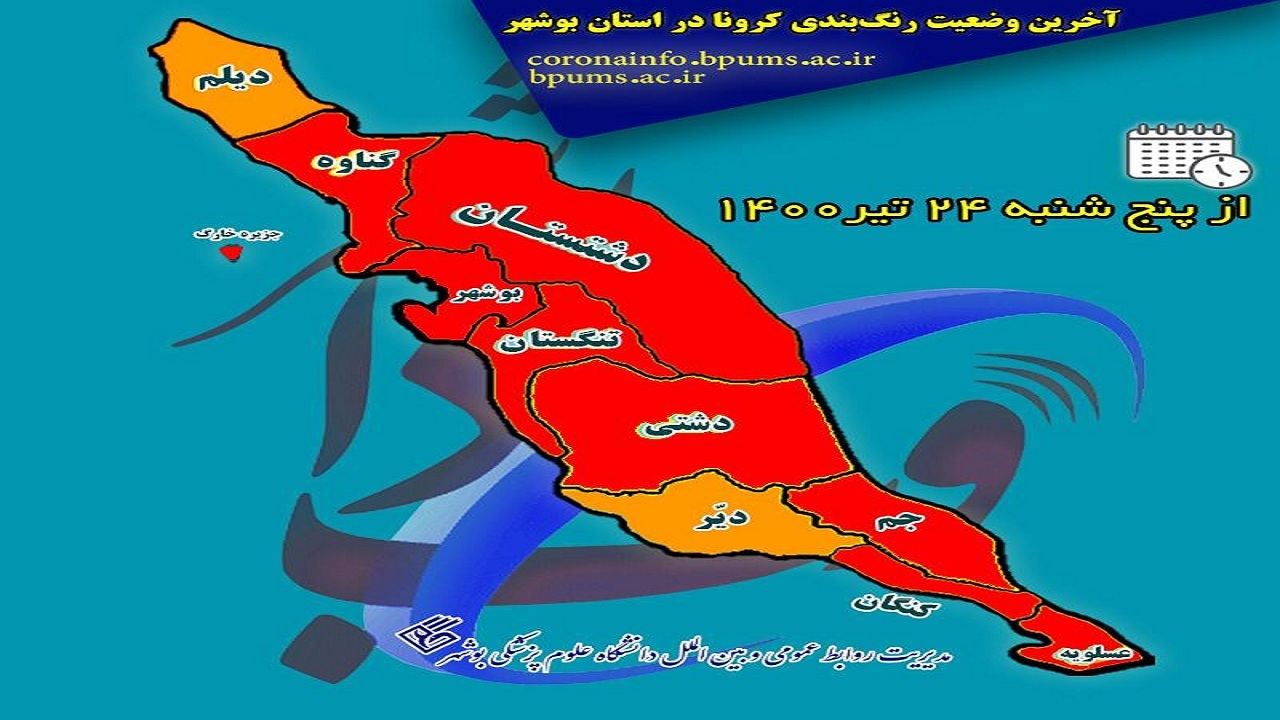 بوشهر قرمز کرونایی شد، دیلم از وضعیت قرمز درآمد