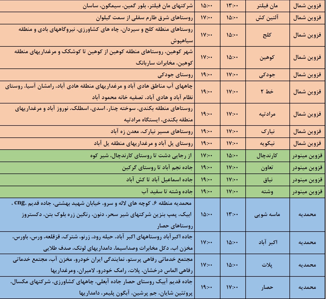 اعمال خاموشی&zwnj;های گسترده در استان قزوین