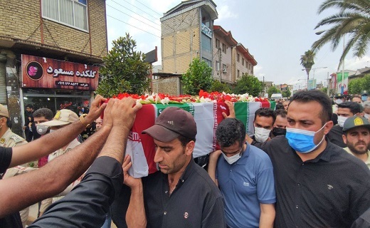 خاکسپاری پیکر سرگرد شهید امید چائی پز در گلزار شهدای املش + تصاویر