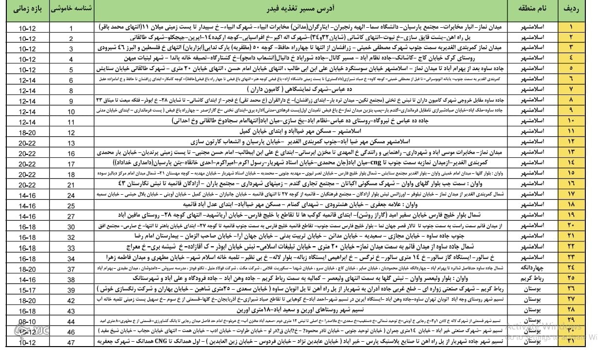 زمانبندی احتمالی قطع برق در شهرستان&zwnj;های استان تهران + جدول خاموشی ها
