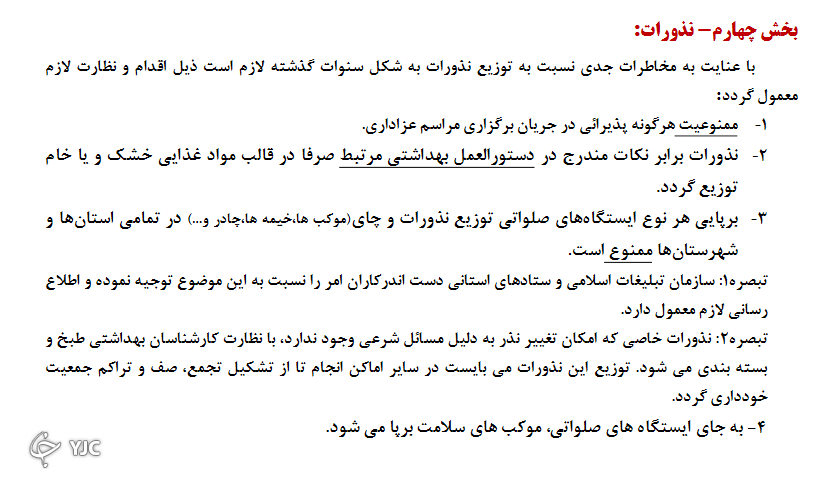 شیوه نامه برگزاری هیئت ها