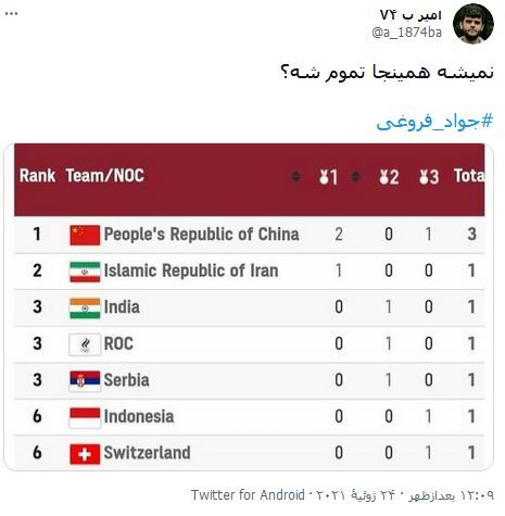 کسب طلای المپیک توسط مدافع سلامت / پاسداری که از طلای المپیک پاسداری کرد