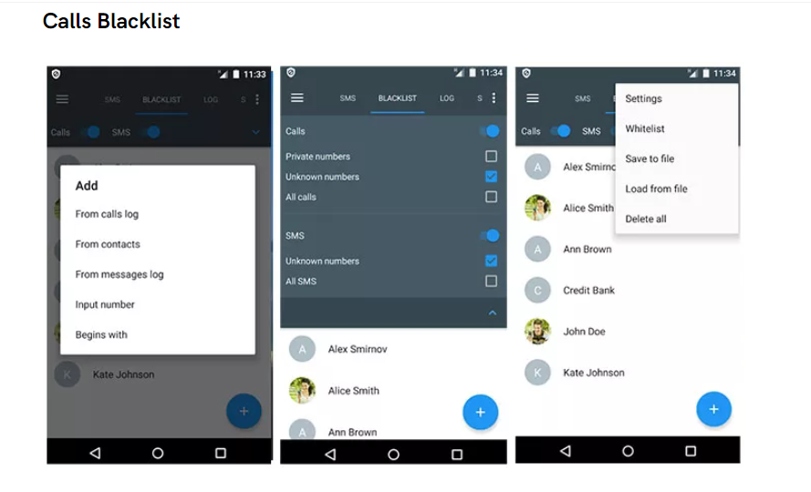 برنامه Calls Blacklist
