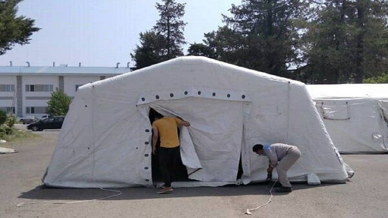 برپایی بیمارستان صحرایی نیروی دریایی ارتش در محوطه بیمارستان رازی رشت