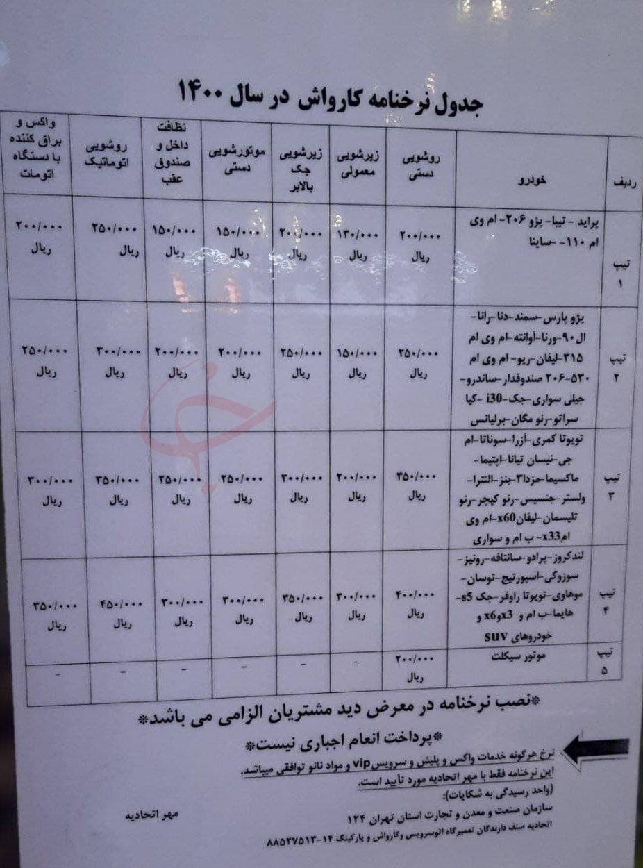 جدید&zwnj;ترین نرخ&zwnj;های کارواش برای خودرو و موتورسیکلت