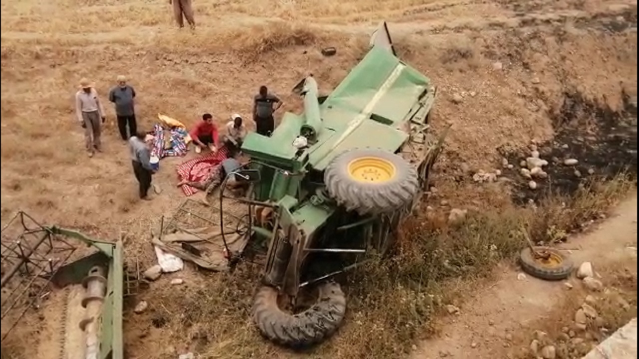 مرگ دلخراش راننده کمباین بر اثر سقوط از پل روستای پرلوک شهرستان بهار