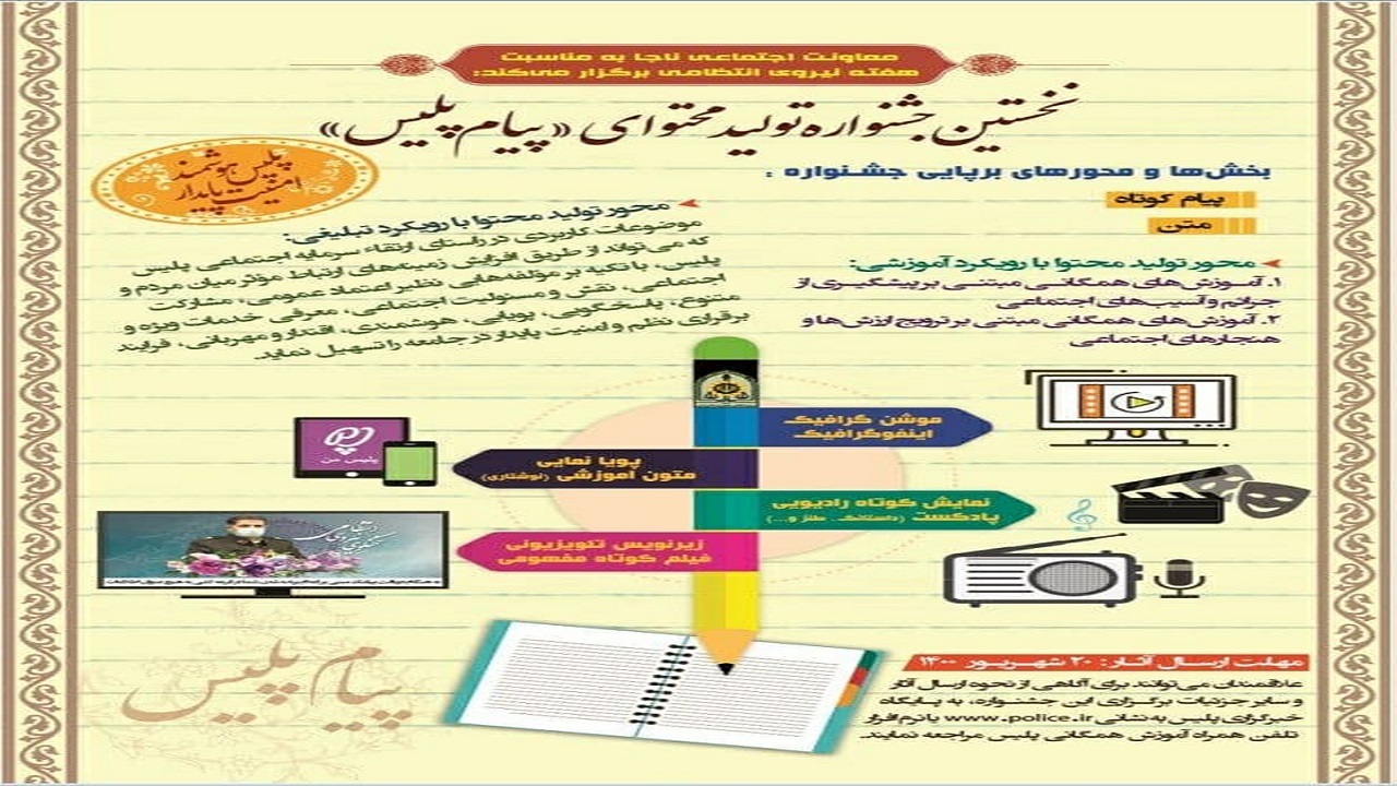 برگزاری نخستین جشنواره تولید محتوای پیام پلیس برگزاری نخستین جشنواره تولید محتوای پیام پلیس