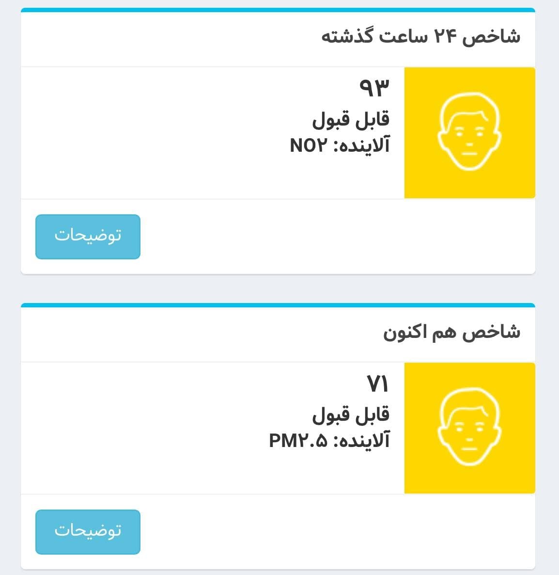 وضعیت قابل قبول هوای تهران در ۱۱ شهریور ماه وضعیت قابل قبول هوای تهران در ۱۱ شهریور ماه