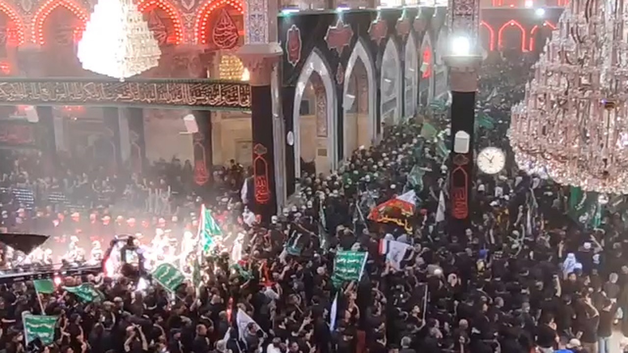 حضور پرشور زائران حسینی در کربلا + فیلم