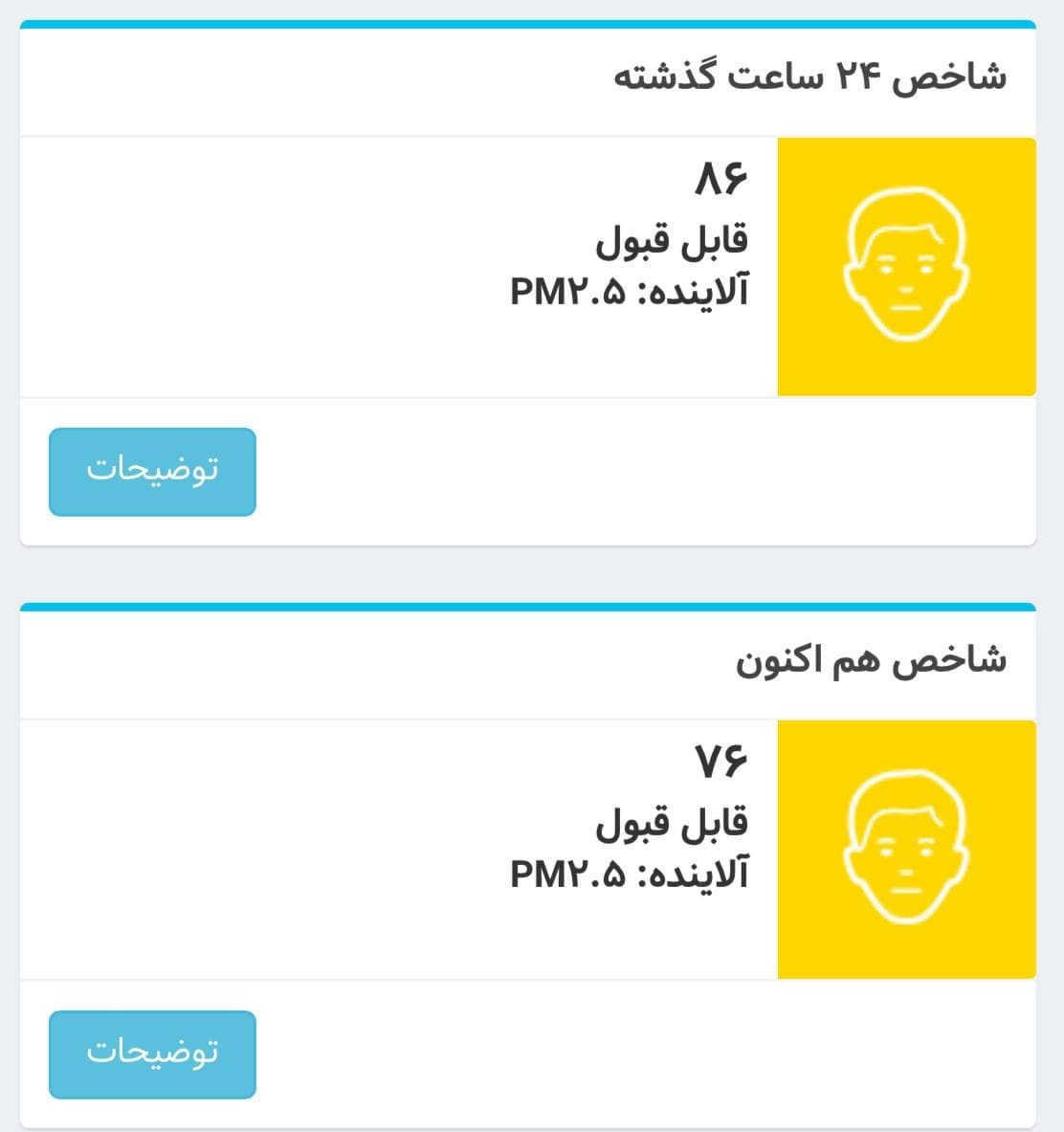 کیفیت هوای تهران در شرایط قابل قبول است