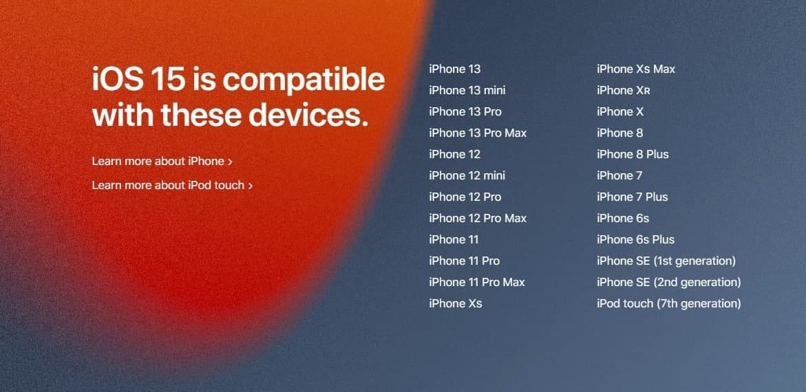 نام دستگاه های پشتیبان از آپدیت iOS 15 نام دستگاه های پشتیبان از آپدیت iOS 15