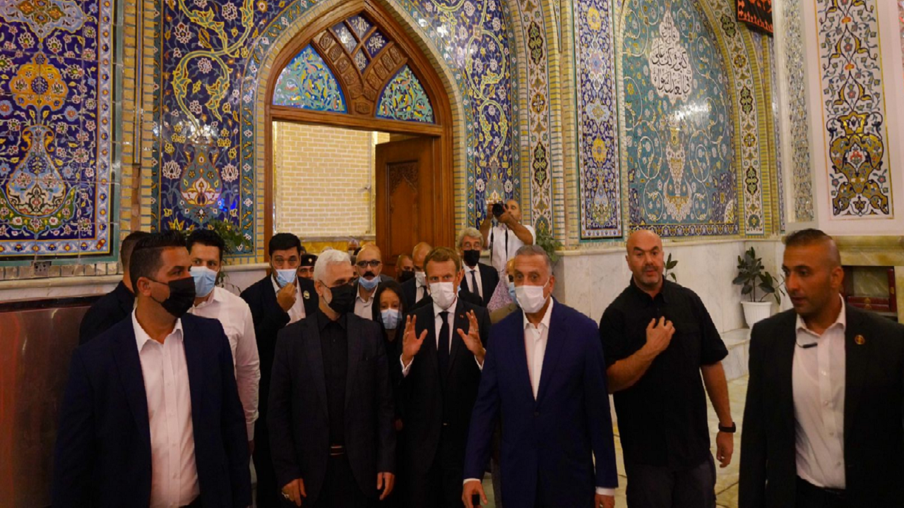 حضور رئیس جمهور فرانسه در حرم کاظمین (ع) +فیلم و تصاویر