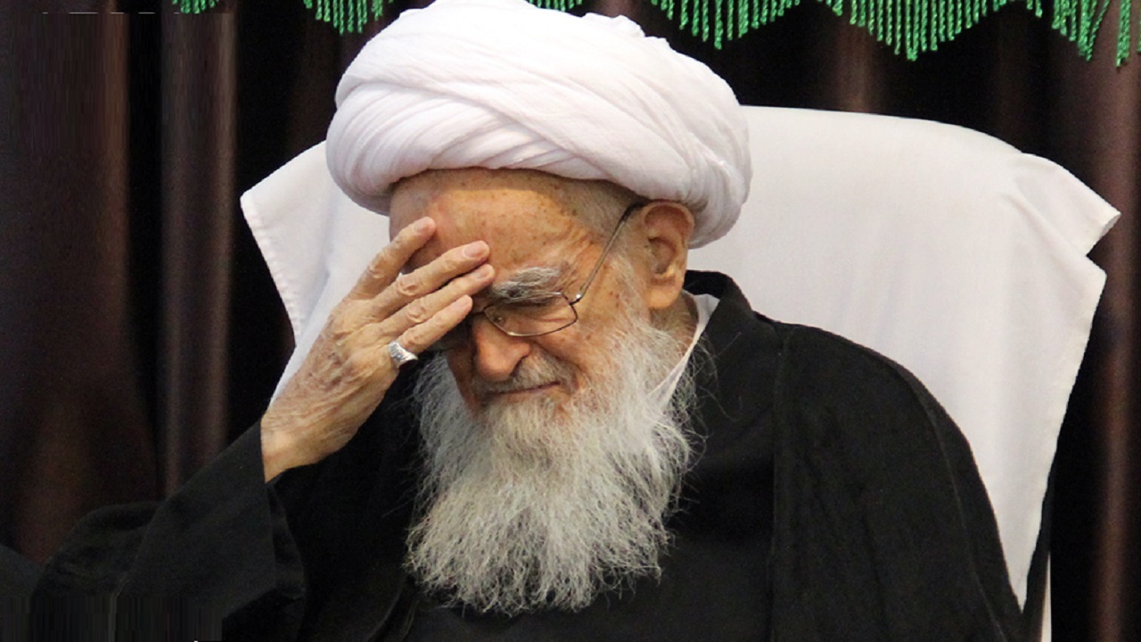 پرچم اهدایی آیت الله صافی گلپایگانی راهی کربلای معلی شد +عکس