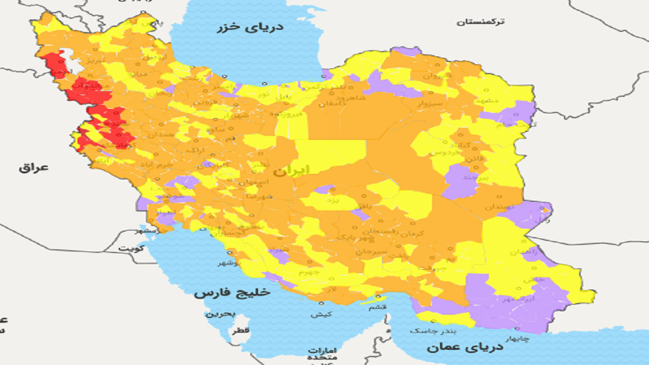 زردتر شدن رنگ نقشه کرونا در خراسان جنوبی