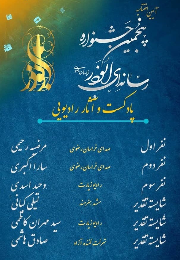 در بخش پادکست و آثار رادیویی اسامی برگزیدگان پنجمین جشنواره رسانهای ابوذر خراسان رضوی