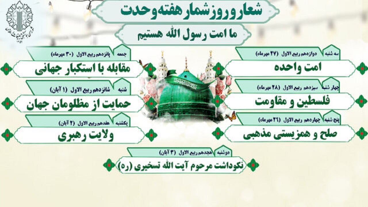 شعار اصلی و عناوین روزشمار هفته وحدت اعلام شد