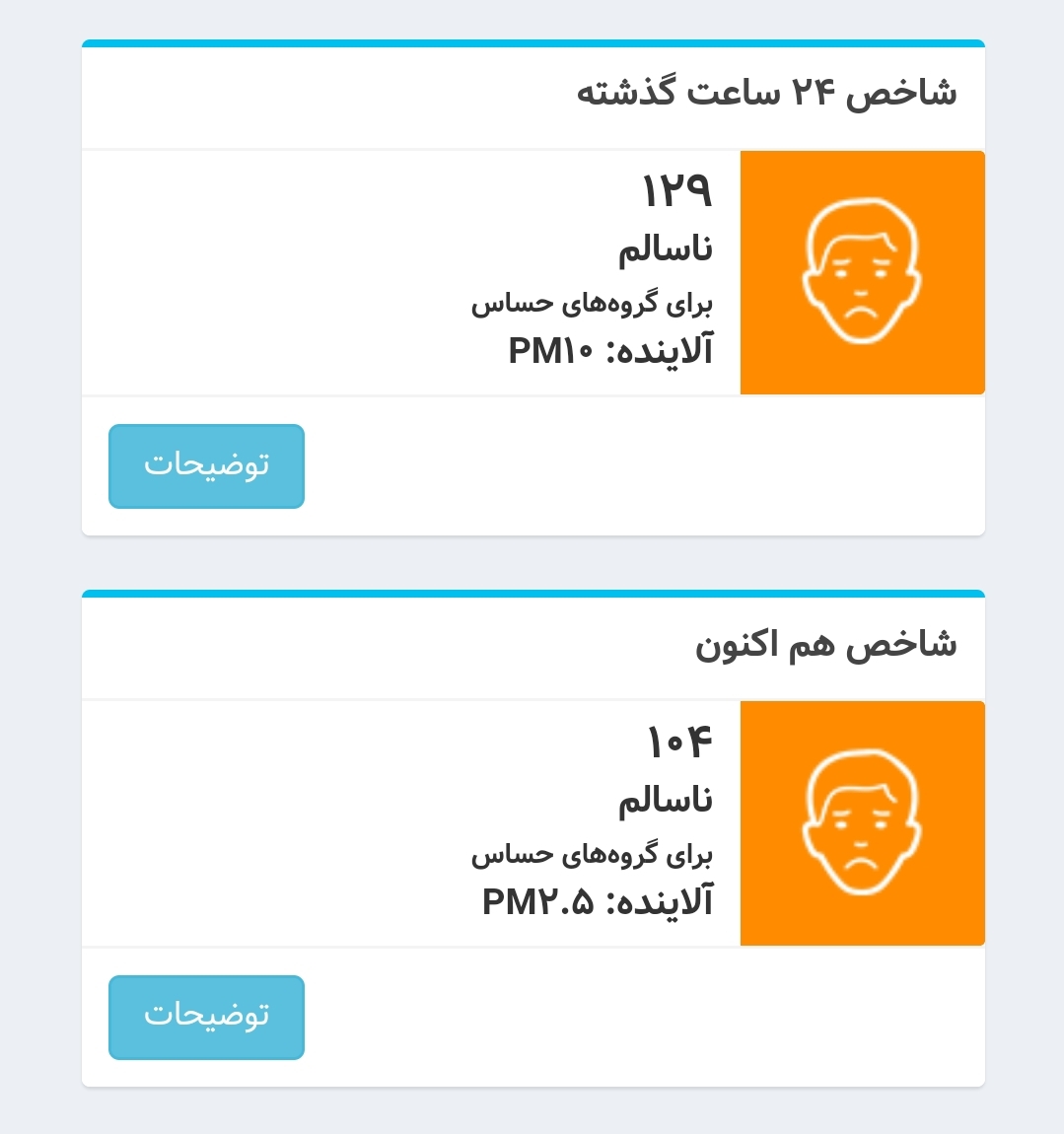 هوای تهران ناسالم برای گروه های حساس