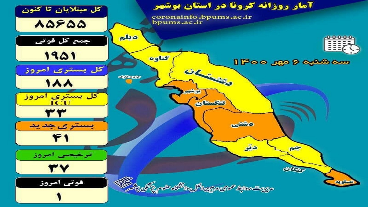 کرونا جان یک بانوی بوشهری را ستاند