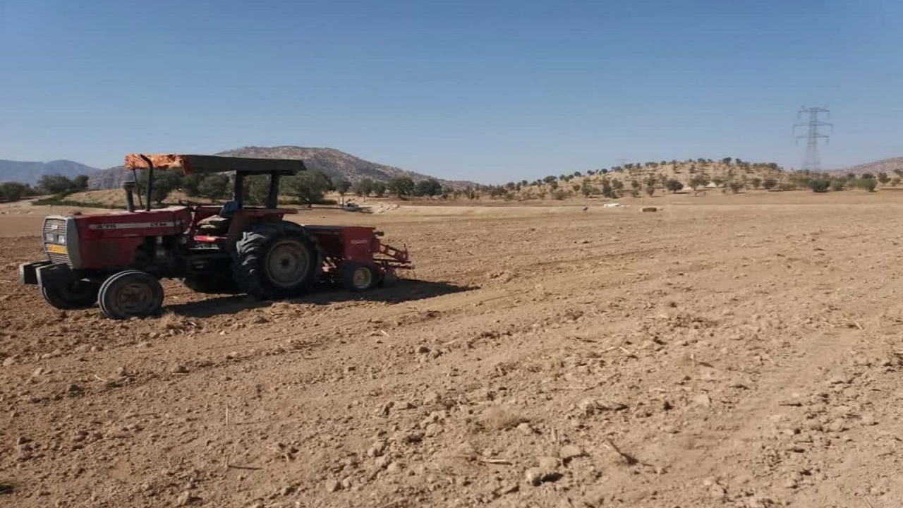 کشت مکانیزه گندم در بخش منج شهرستان لردگان