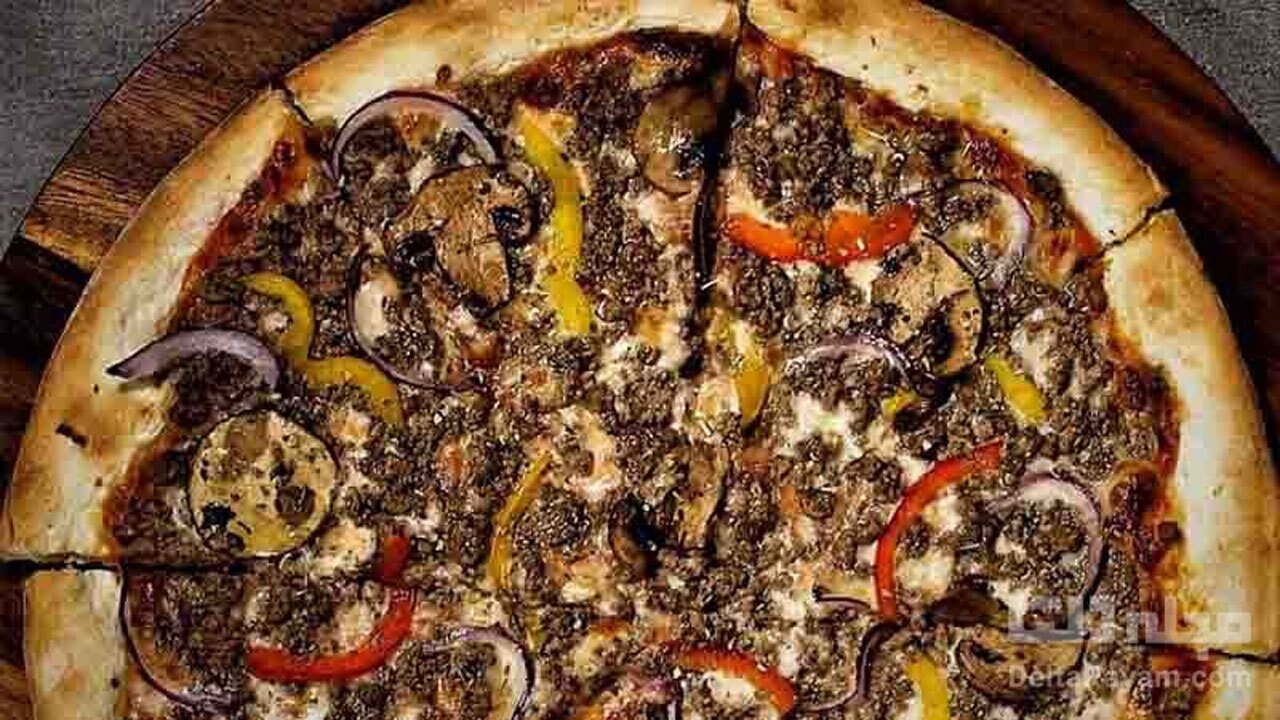 طرز تهیه پیتزا گوشت و قارچ + فیلم