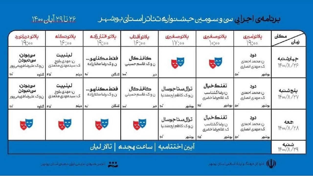 حضور ۷ نمایش در جشنواره تئاتر استان بوشهر