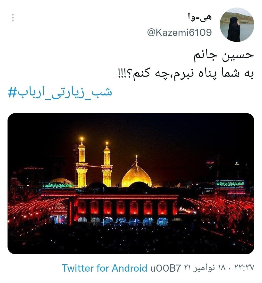 توئیت های کاربران در شب زیارتی امام حسین