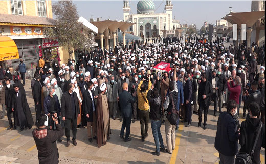 تشییع پیکر آیت الله مجتهد شبستری در قم برگزار شد/ پیکر عالم مجاهد و انقلابی در حرم مطهر آرام گرفت