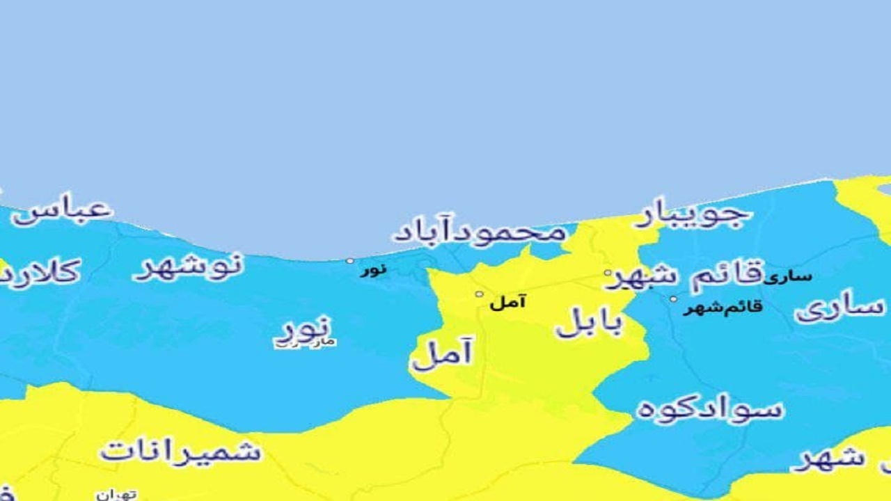 سیطره رنگ آبی بر نقشه کرونایی مازندران