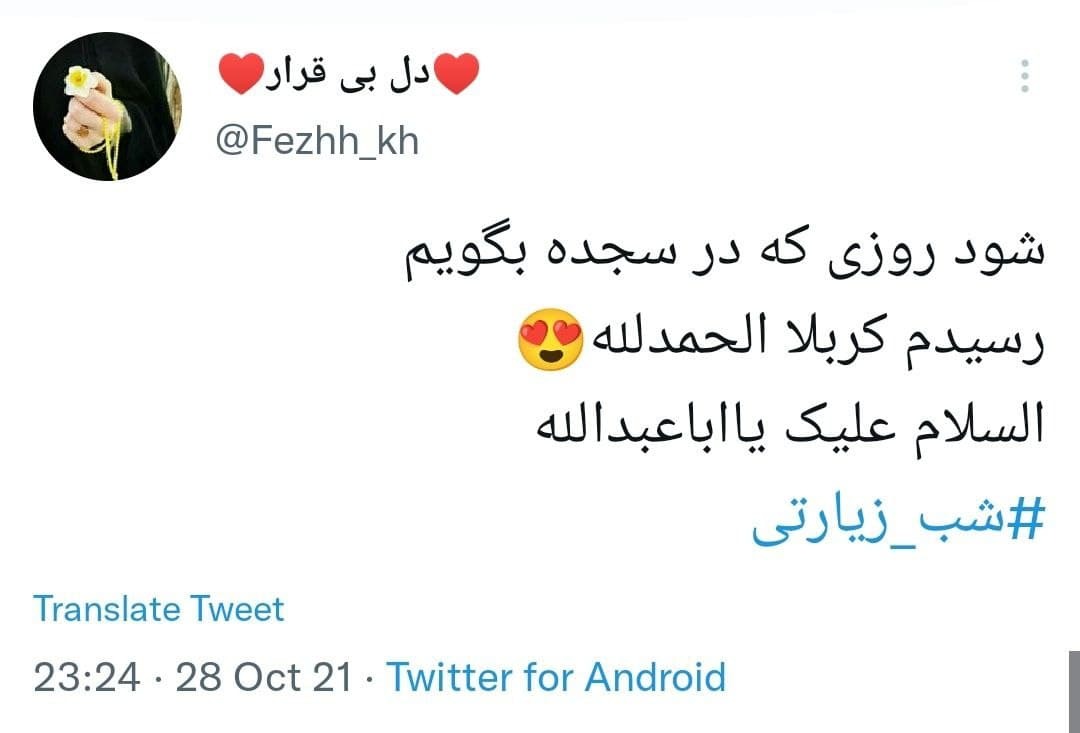 توئیت های کاربران در شب زیارتی امام حسین