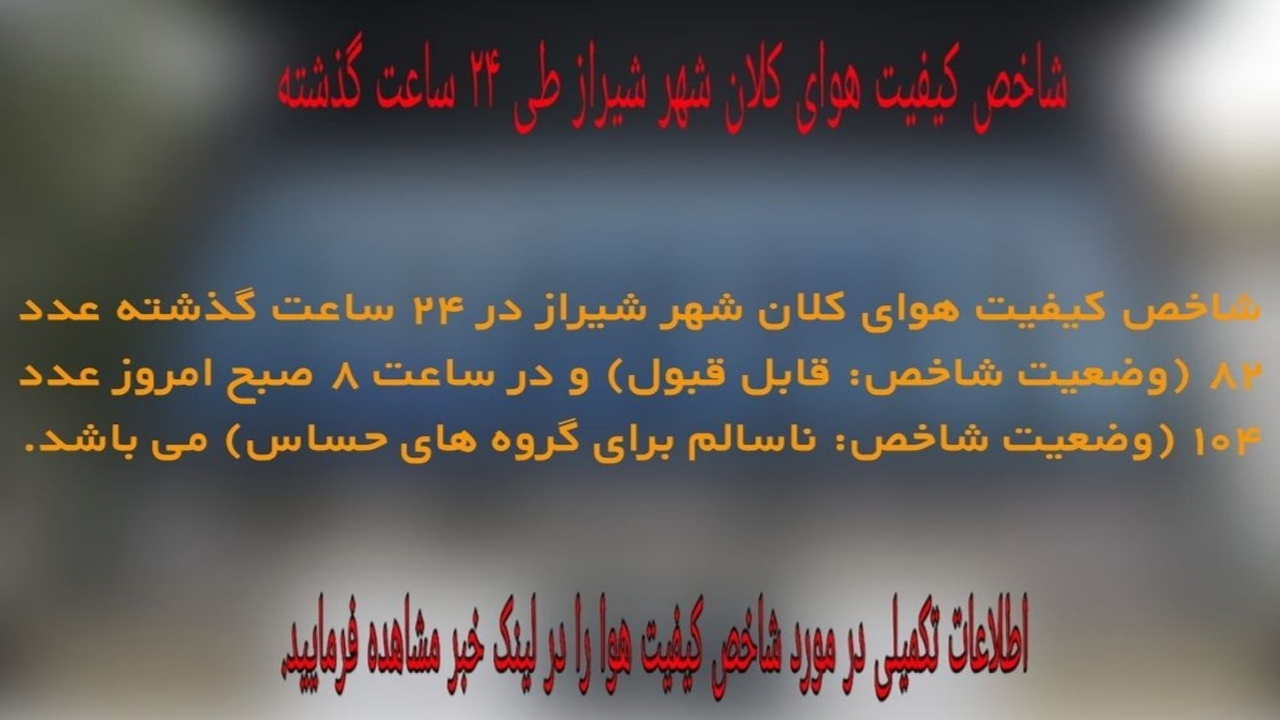 کیفیت هوای شیراز، برای گروه های حساس ناسالم است