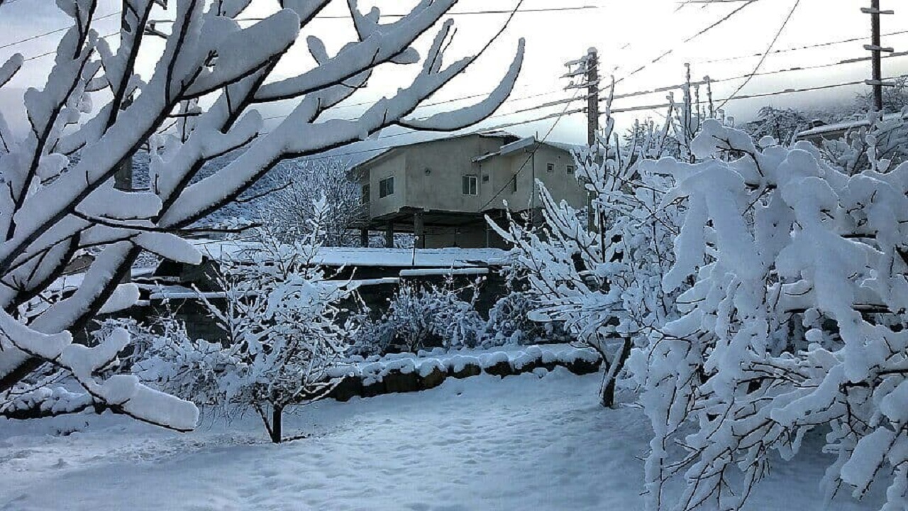 بارش برف پاییزی در روستای لاشک + تصاویر
