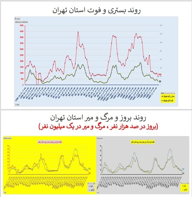 آمار بستری در استان تهران