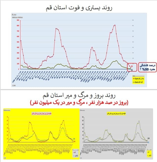 بستری و فوت استان قم